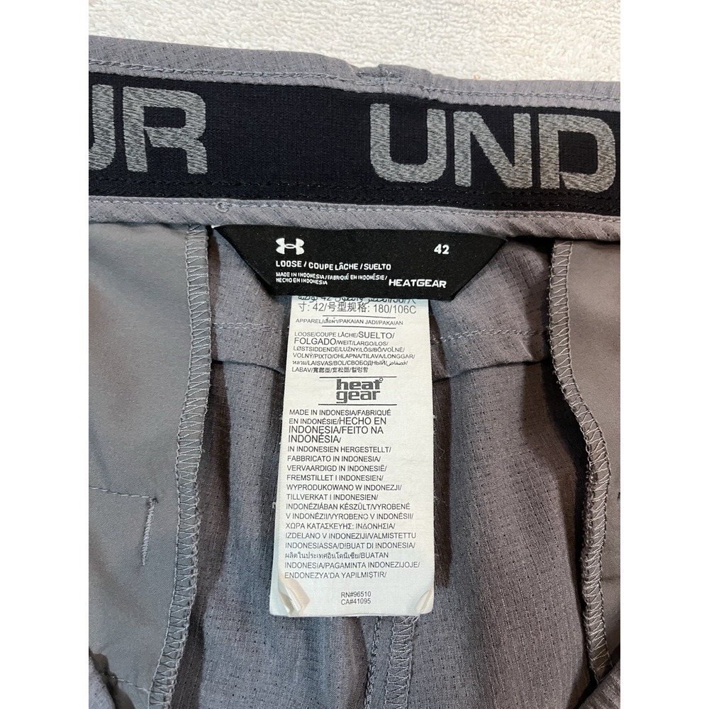 Under Armour Pants Mens 42 Gray Golf‎ Airvent Heatgear Flat Front Loose 1293914 - Picture 4 of 7